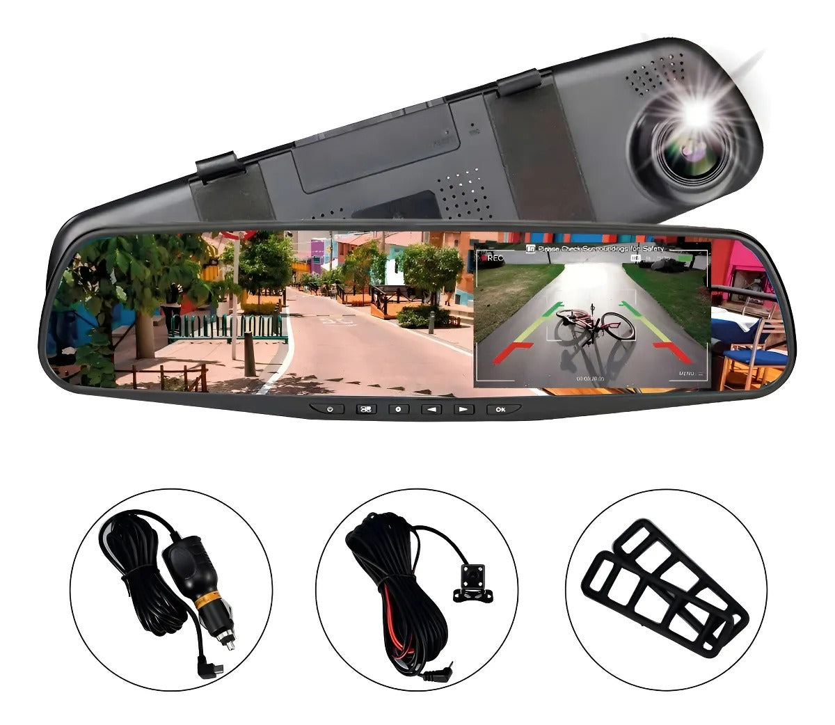 DriveGuard 360 Pro – Retrovisor Inteligente con Cámara Dual