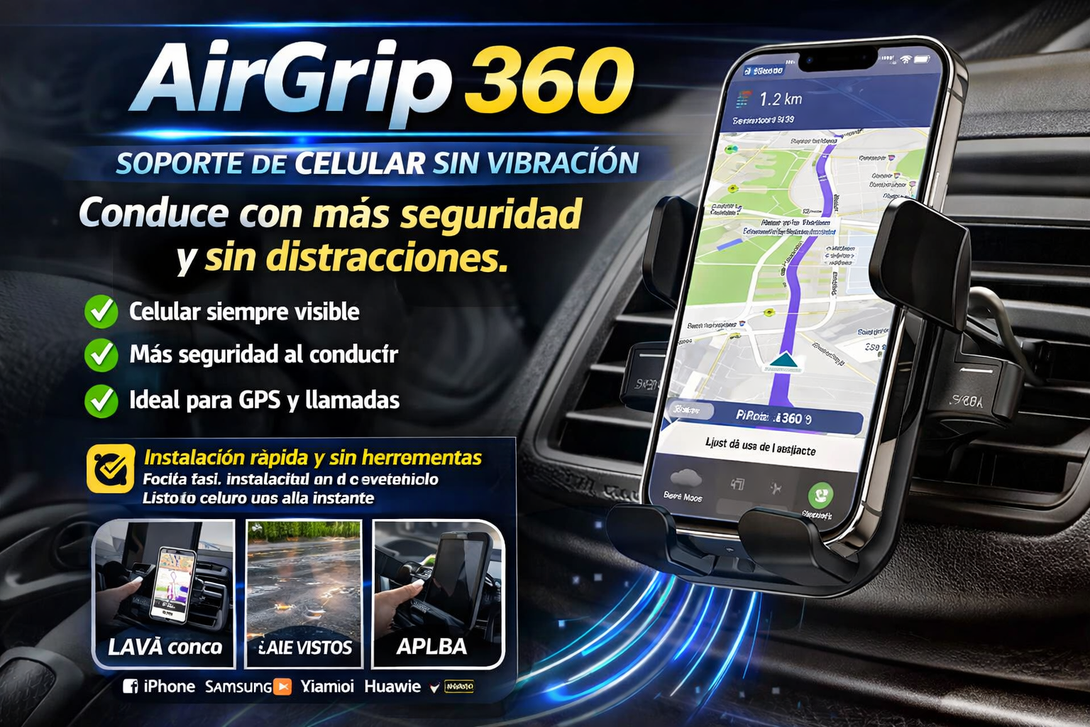 ¡DEJA de que tu celular se caiga en el carro! Conoce el AirGrip 360